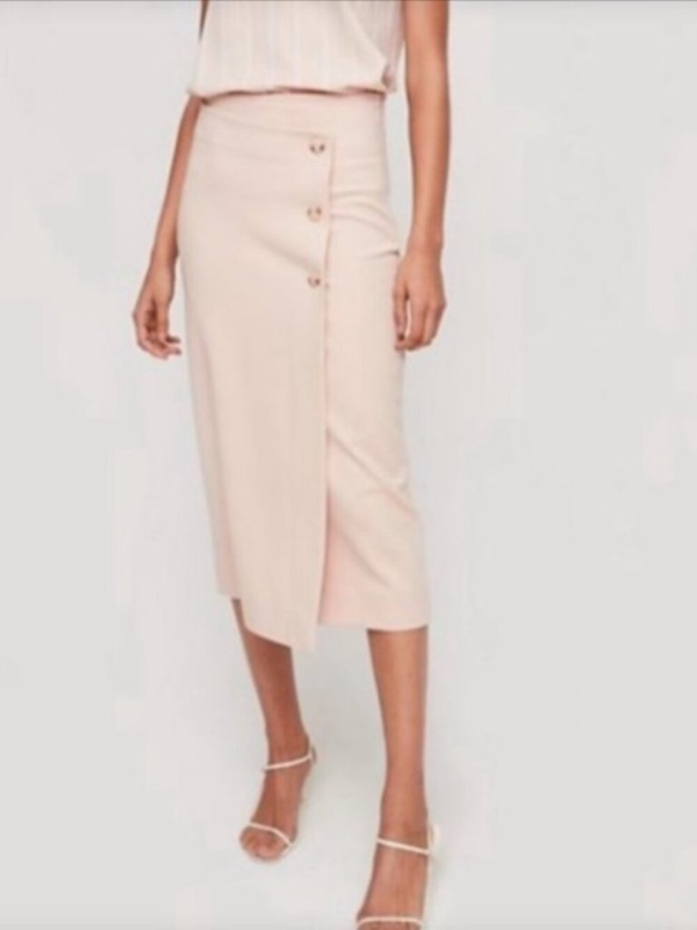 Babaton Blush Asymmetrical Wrap Pencil Skirt